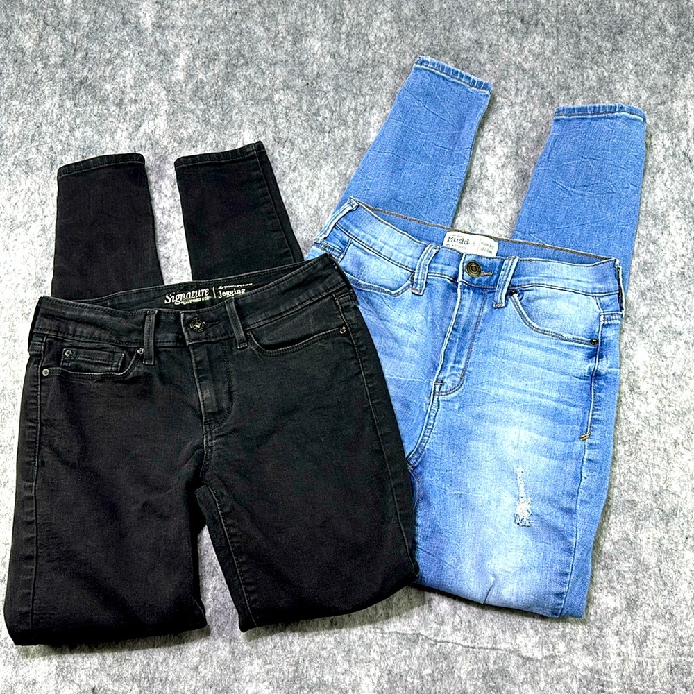 Signature Black Sz 2M (26x32,tag) Mudd FLX Stretch High Rise Jeggings Sz5 (blue)